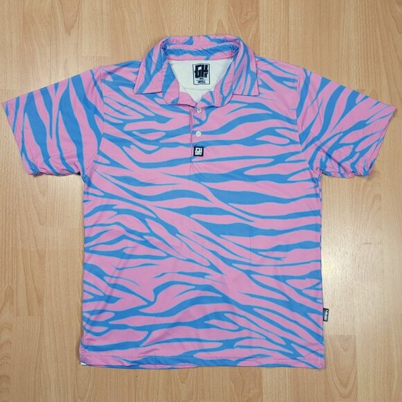 Greater Half GH Polo Shirt‎ Size Small Tiger Retro Wave Print Performance Golf - Picture 2 of 8
